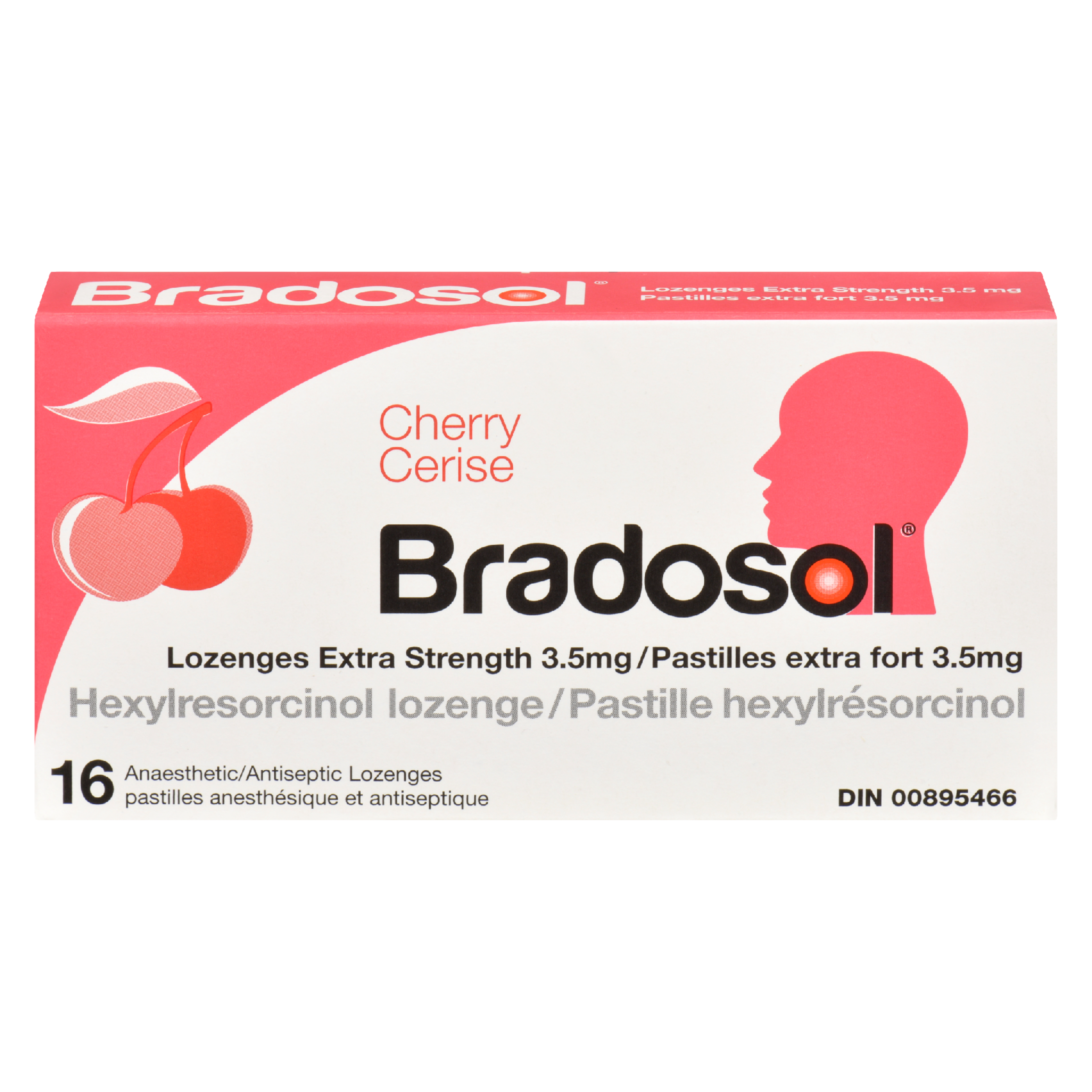 Bradosol Cherry Lozenges Extra Strength 3.5 mg 16 Anaesthetic Antiseptic Lozenges