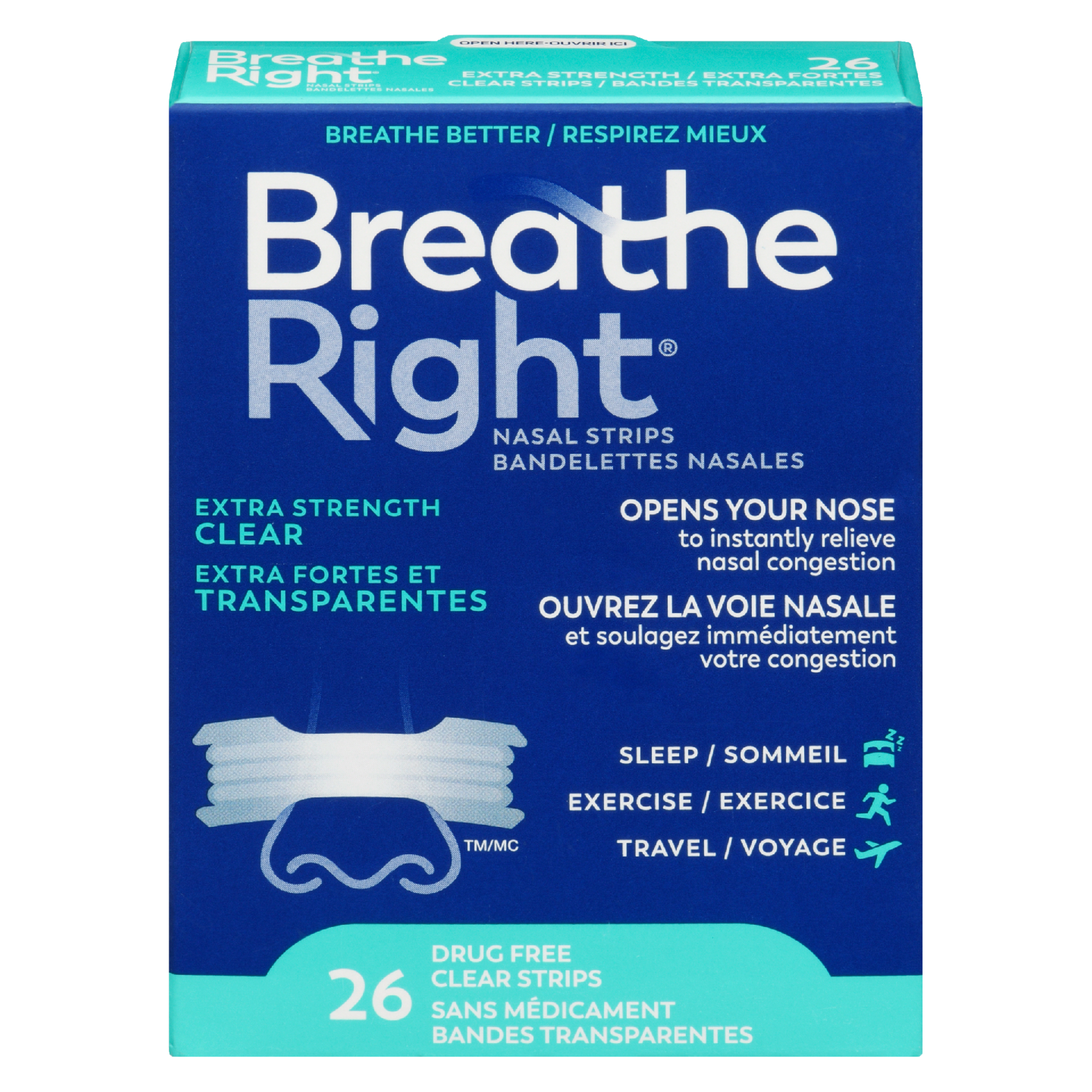 Breathe Right Nasal Strips Extra Strength Clear 26 Clear Strips