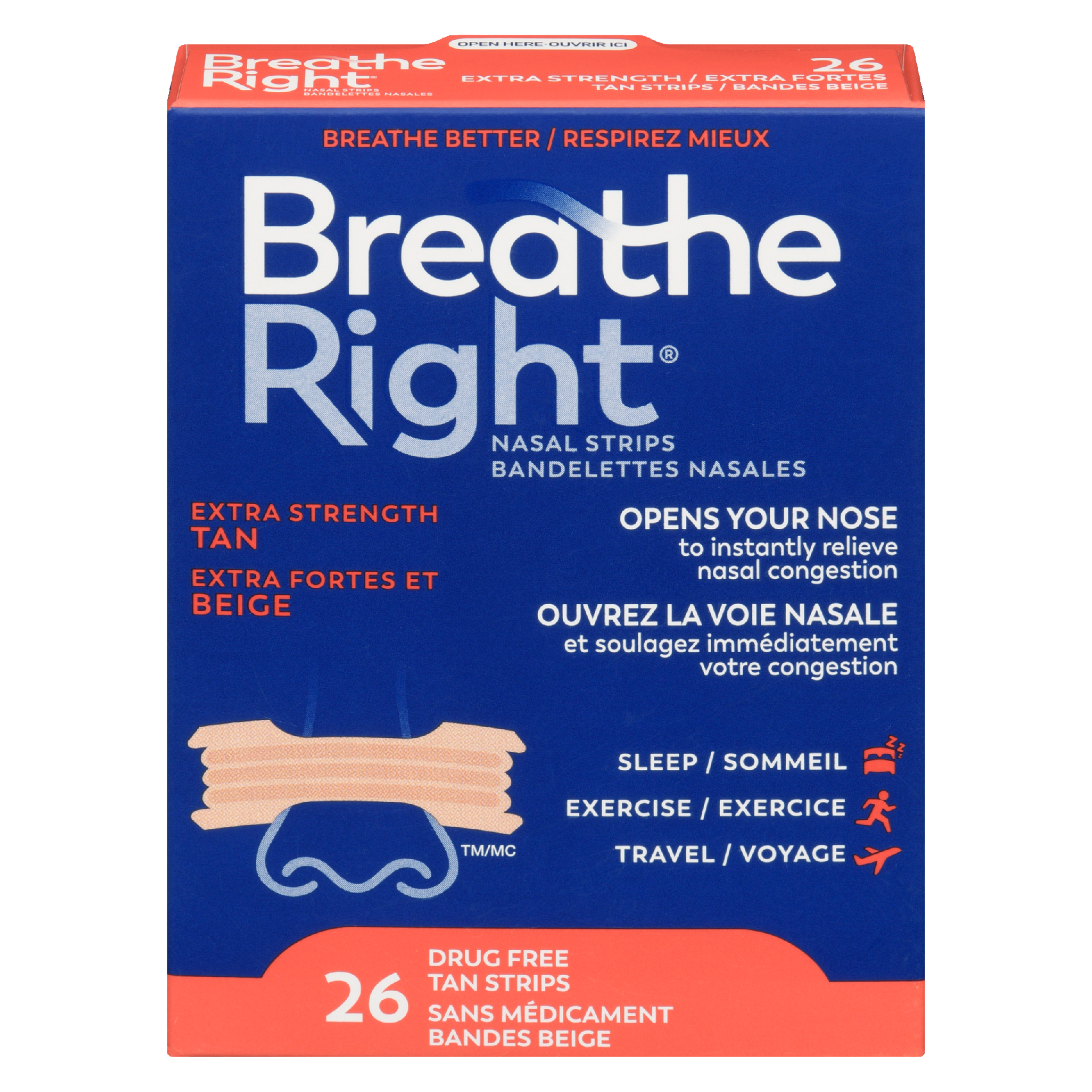 Breathe Right Nasal Strips Extra Strength Tan 26 Tan Strips