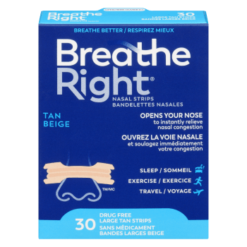 Breathe Right Nasal Strips Tan 30 Large Tan Strips