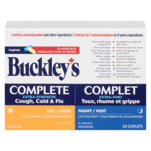 Buckley's Complete 24 Hour Pack Extra-Strength Cough, Cold & Flu Day Night 24 Caplets