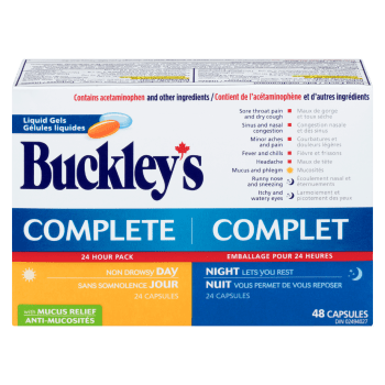 Buckley's Complete Liquid Gels 24 Hour Pack Day Night with Mucus Relief 48 Capsules