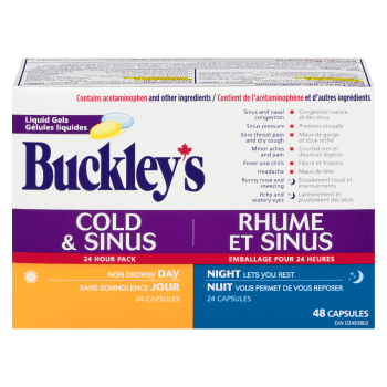 Buckley's Liquid Gels Cold & Sinus 24 Hour Pack Day Night 48 Capsules