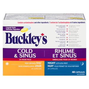 Buckley's Liquid Gels Cold & Sinus 24 Hour Pack Day Night 48 Capsules