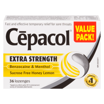 Cēpacol Benzocaine & Menthol Extra Strength Sucrose Free Honey Lemon Value Pack! 36 Lozenges