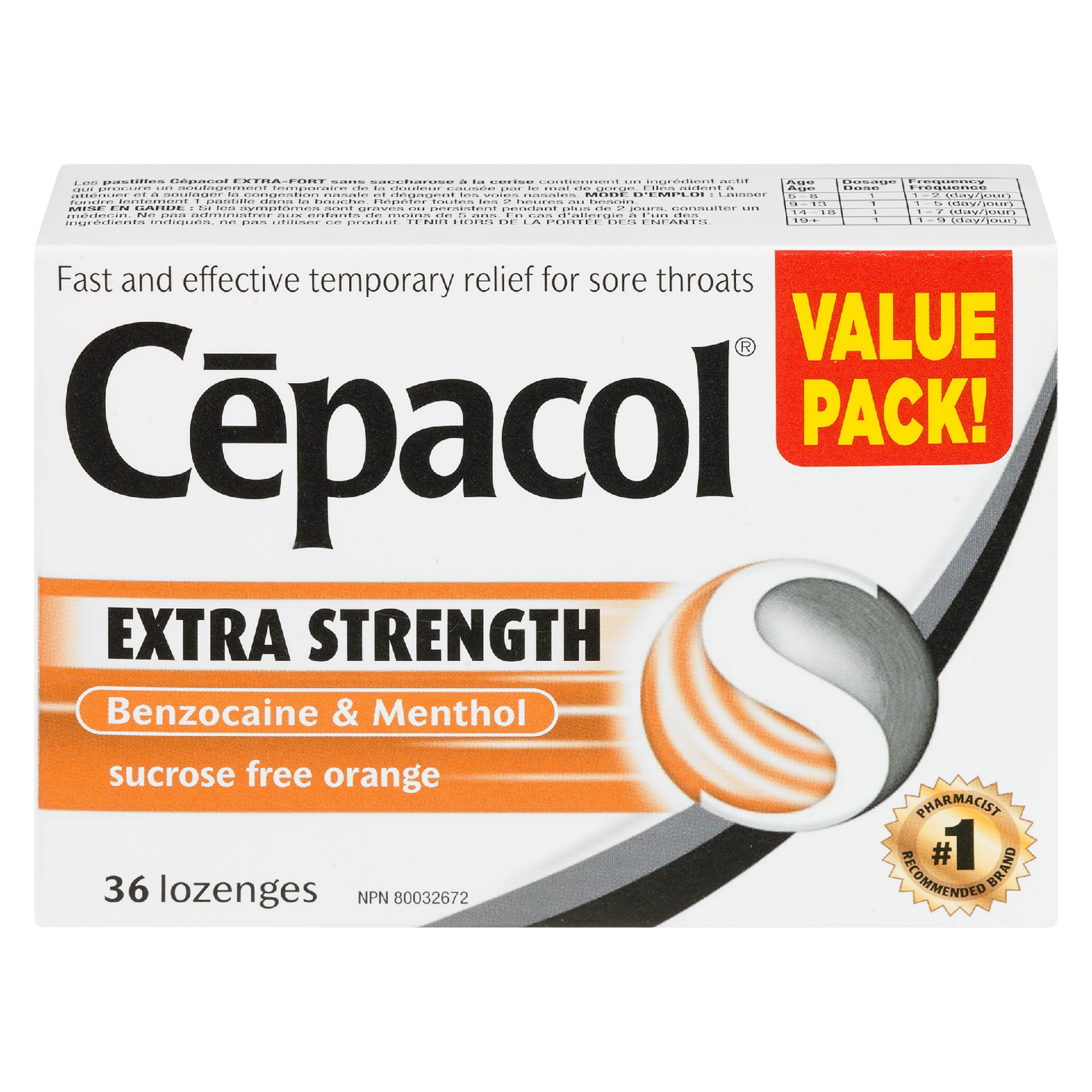 Cēpacol Extra Strength Benzocaine & Menthol 36 Lozenges