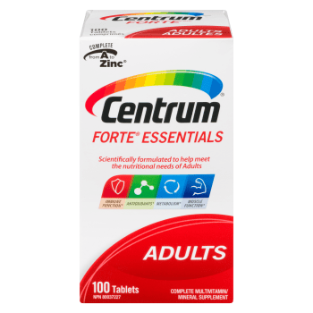 Centrum Forte Essentials Complete Multivitamin/Mineral Supplement Adults 100 Tablets