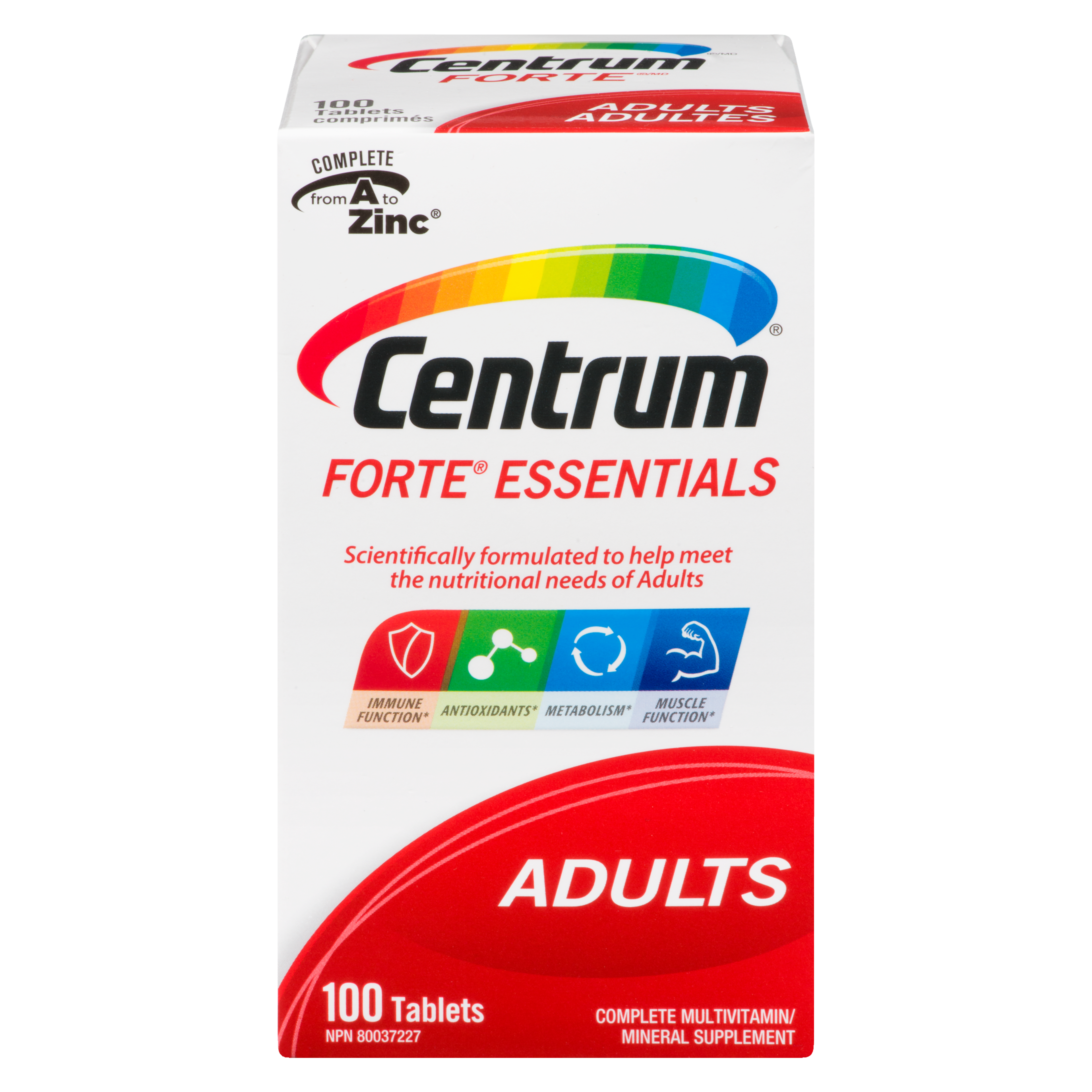 Centrum Forte Essentials Complete Multivitamin/Mineral Supplement Adults 100 Tablets