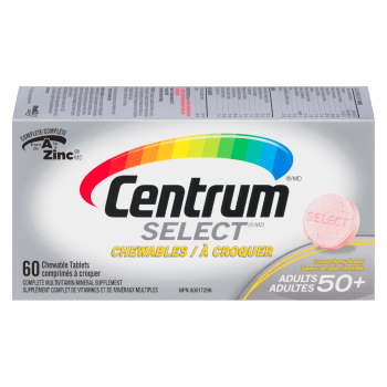 Centrum Select Complete Multivitamin/Mineral Supplement Lemon-Berry Flavour Adults 50+ 60 Chewable Tablets