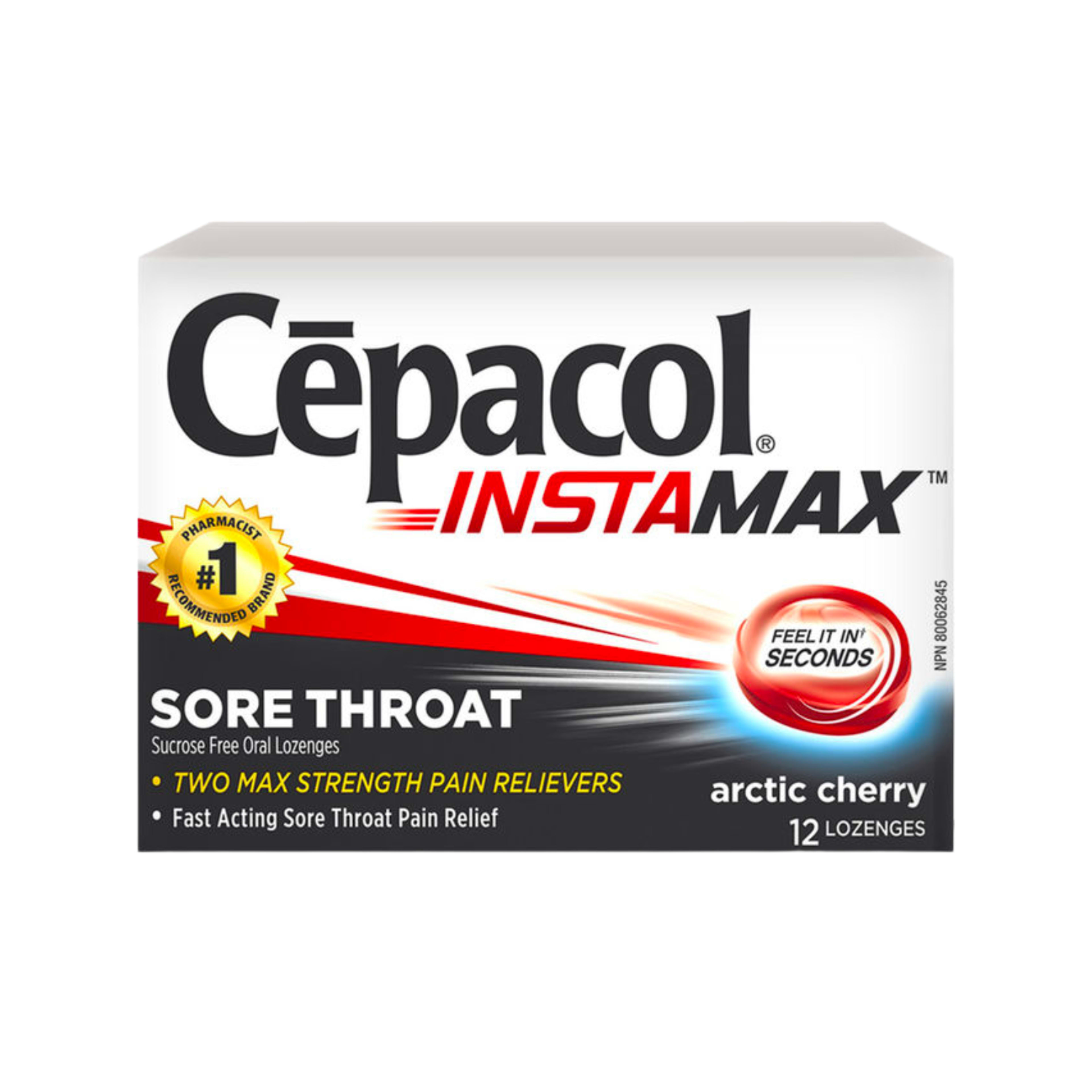 Cēpacol Instamax Sore Throat Arctic Cherry 12 Lozenges