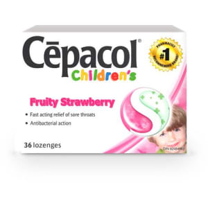 Cēpacol Children's Fruity Strawberry 36 Lozenges