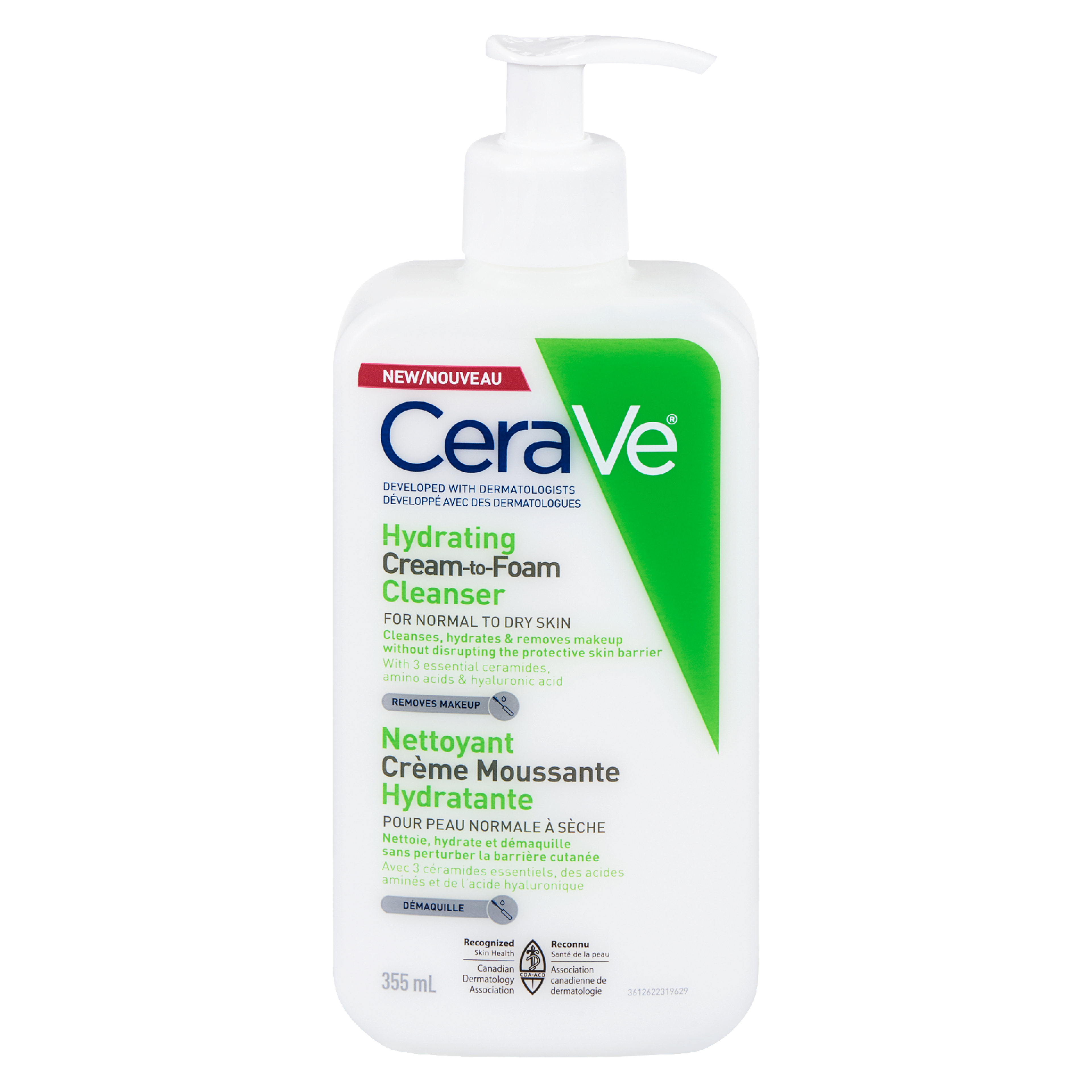 CeraVe Hydrating Cream-to-Foam Cleanser for Normal to Dry Skin 355 ml