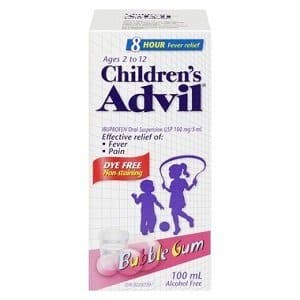 Children's Advil Ibuprofen Oral Suspension USP 100 mg/5 ml Ages 2 to 12 Bubble Gum 100 ml