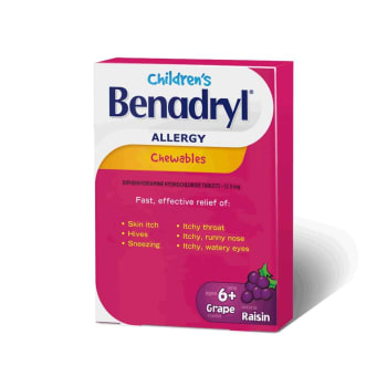 Children's Benadryl Allergy Chewables Grape Flavour 20 Tablets