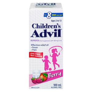Children's Advil Ibuprofen Oral Suspension USP 100 mg/5 ml Ages 2 to 12 Berry 100 ml
