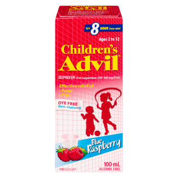 Children's Advil Ibuprofen Oral Suspension USP 100 mg/5 ml Ages 2 to 12 Blue Raspberry 100 ml