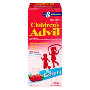 Children's Advil Ibuprofen Oral Suspension USP 100 mg/5 ml Ages 2 to 12 Blue Raspberry 100 ml