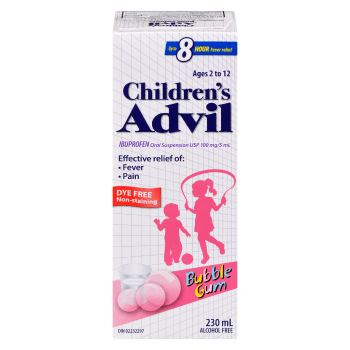 Children's Advil Ibuprofen Oral Suspension USP 100 mg/5 ml Ages 2 to 12 Bubble Gum 230 ml