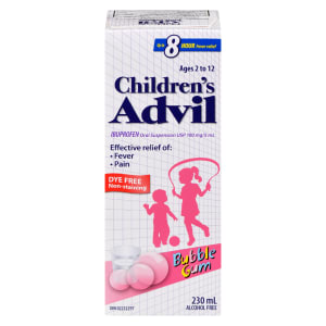 Children's Advil Ibuprofen Oral Suspension USP 100 mg/5 ml Ages 2 to 12 Bubble Gum 230 ml