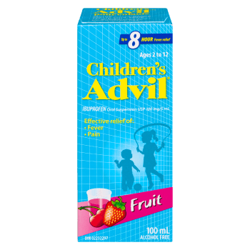 Children's Advil Ibuprofen Oral Suspension USP 100 mg/5 ml Ages 2 to 12 Fruit 100 ml