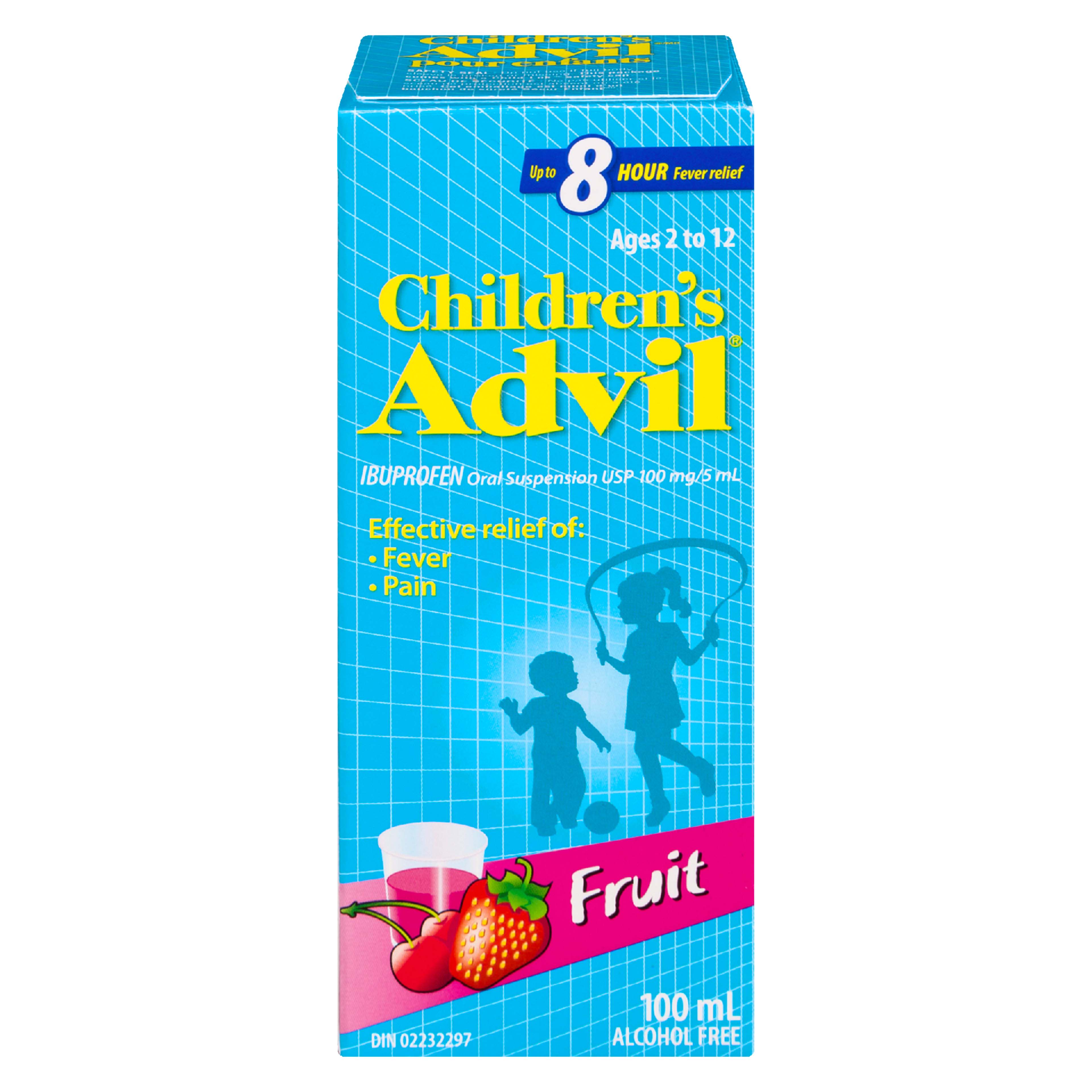 Children's Advil Ibuprofen Oral Suspension USP 100 mg/5 ml Ages 2 to 12 Fruit 100 ml