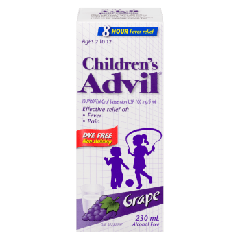 Children's Advil Ibuprofen Oral Suspension USP 100 mg/5 ml Grape 230 ml