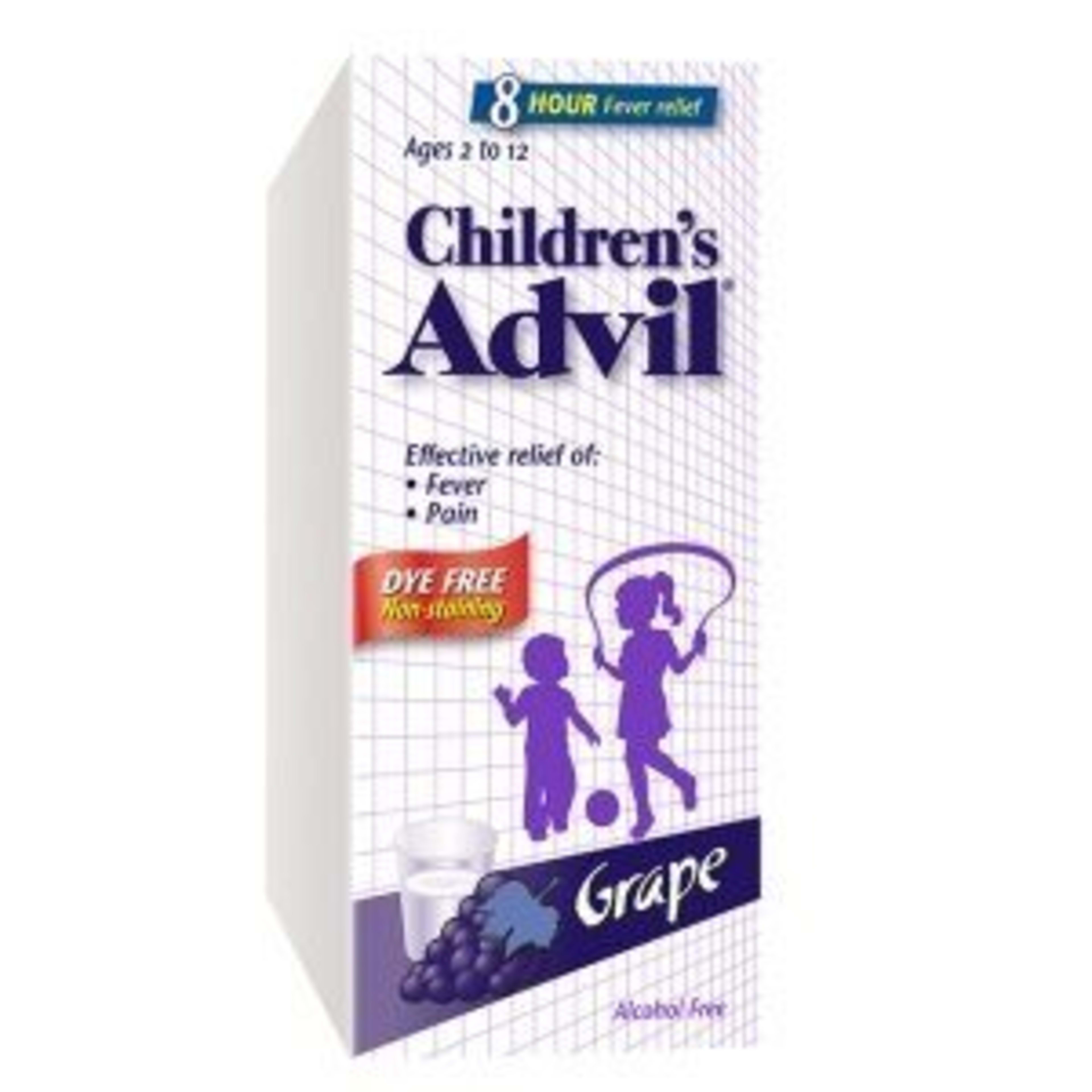 Children's Advil Ibuprofen Oral Suspension USP 100 mg/5 ml Ages 2 to 12 Grape 100 ml