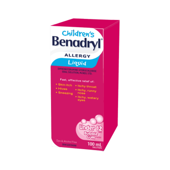 Children's Benadryl Allergy Liquid (Bubble Gum Flavour, 100 mL)