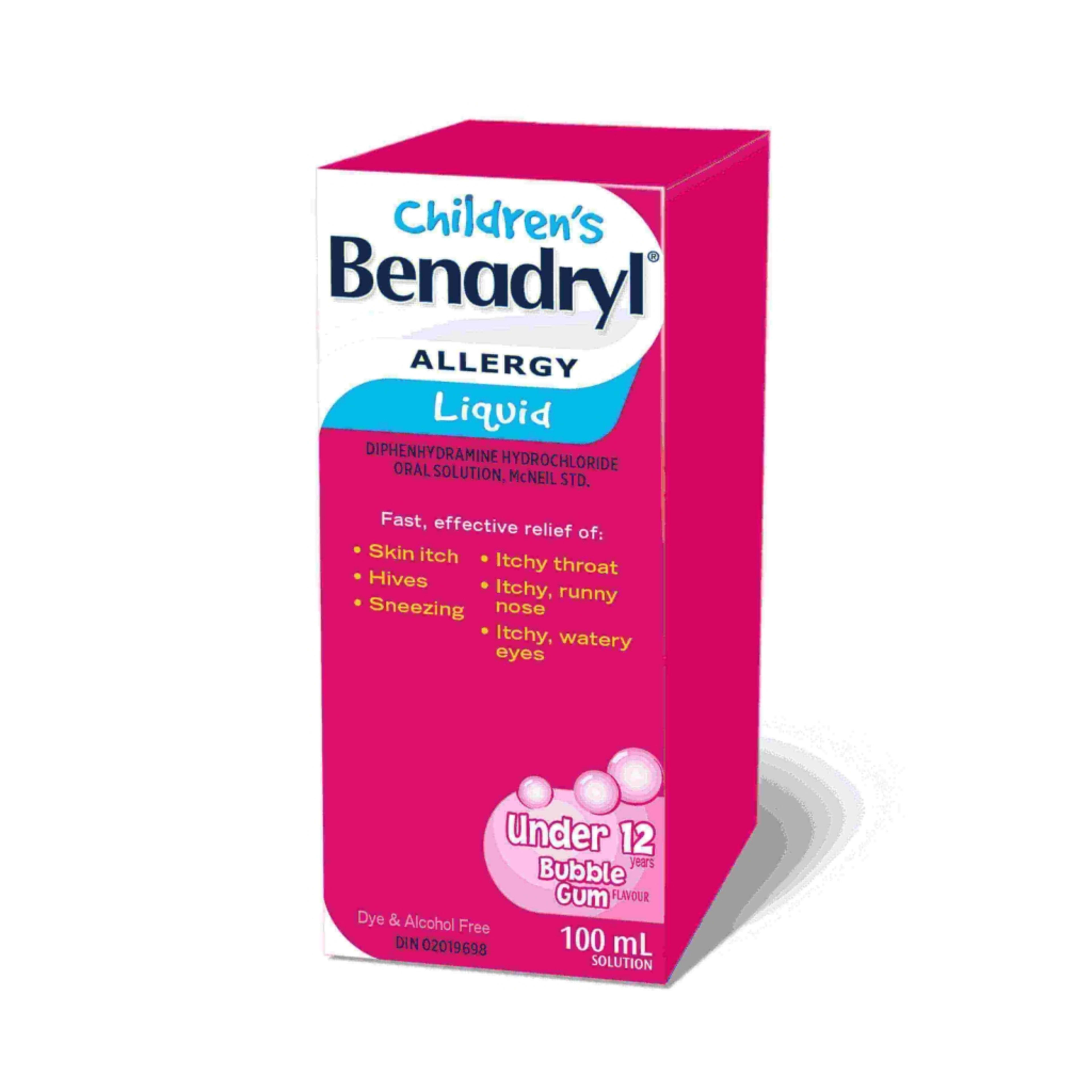 Benadryl Children's Allergy Solution Liquid Bubble Gum Flavour Under 12 Years 250 ml