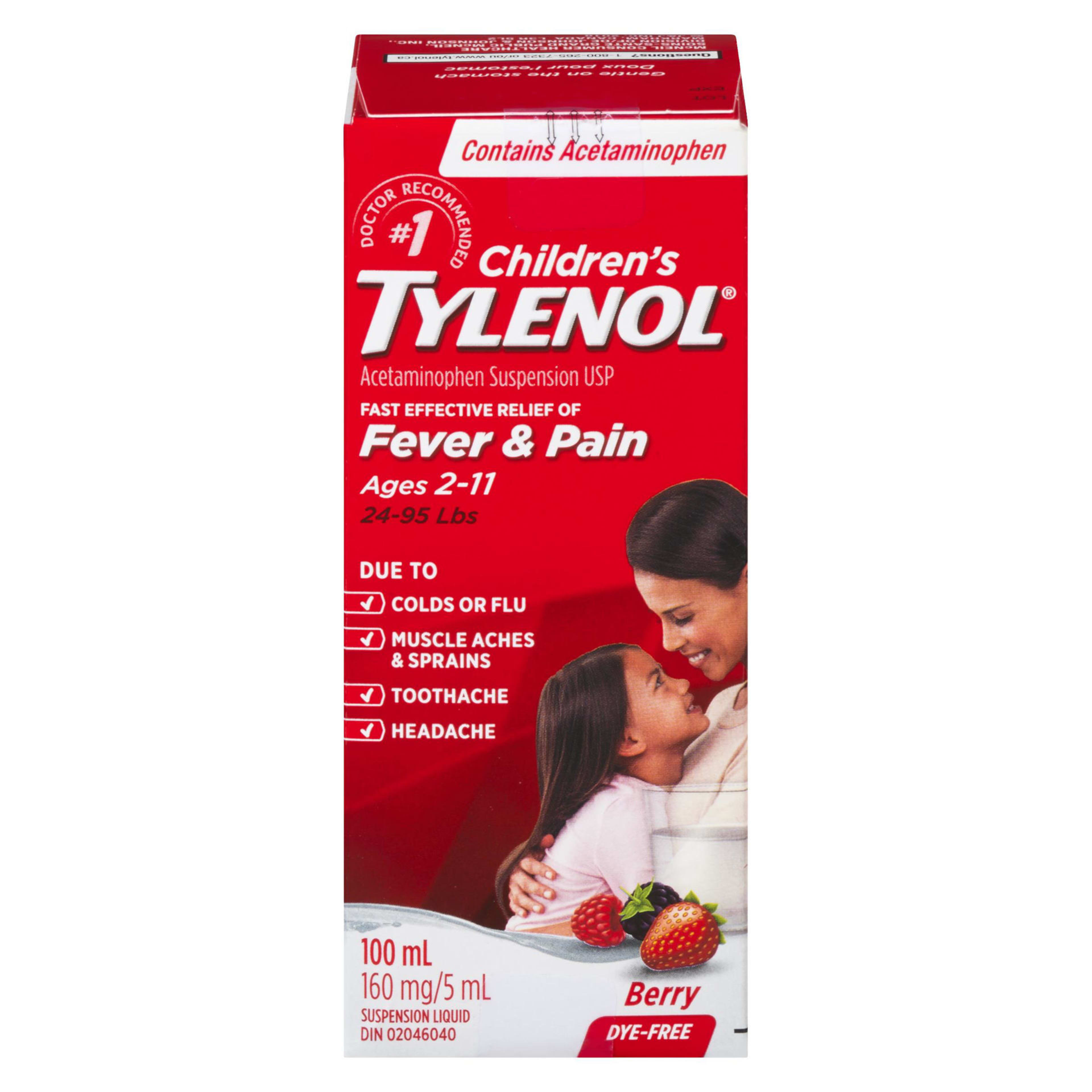 Tylenol Children's Suspension Liquid Berry 160 mg/5 ml Ages 2-11 100 ml
