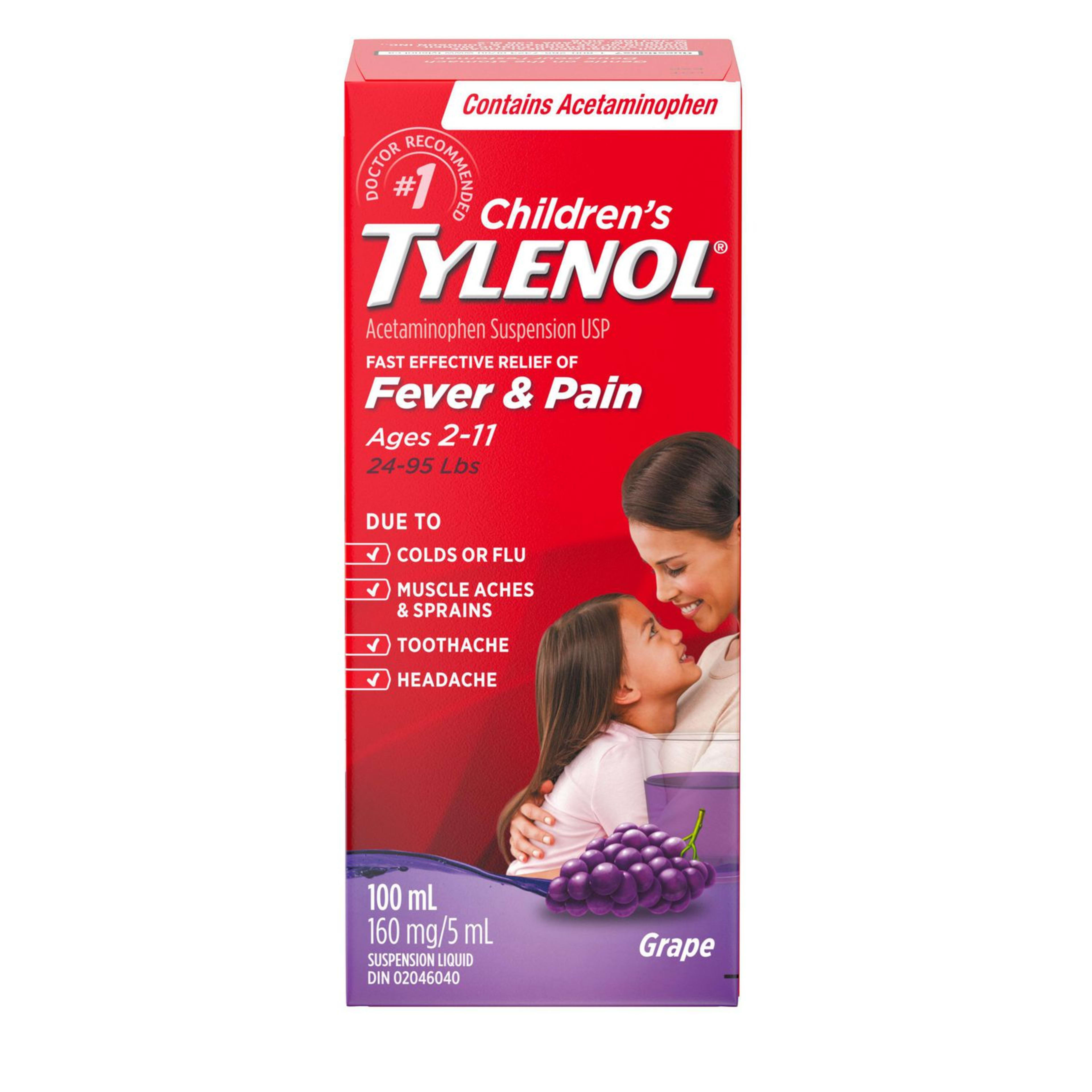TYLENOL Children's Acetaminophen Oral Suspension USP Suspension Liquid Grape 2-11 Years 100 ml