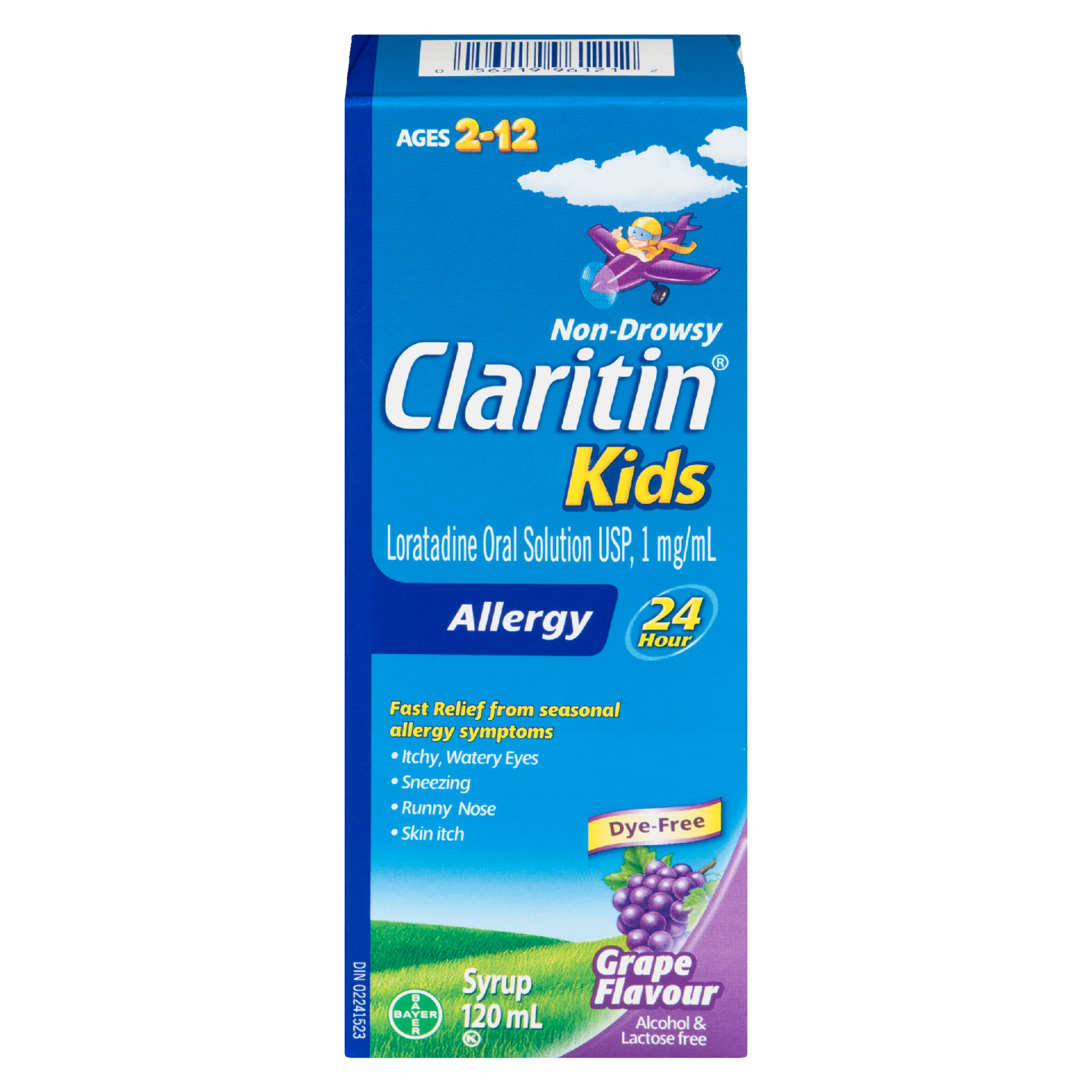 Claritin Allergy Kids 24 Hour Syrup Grape Flavour Ages 2-12 120 ml