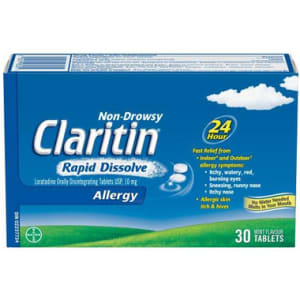 Claritin Allergy Rapid Dissolve Mint Flavour 24 Hour 30 Tablets