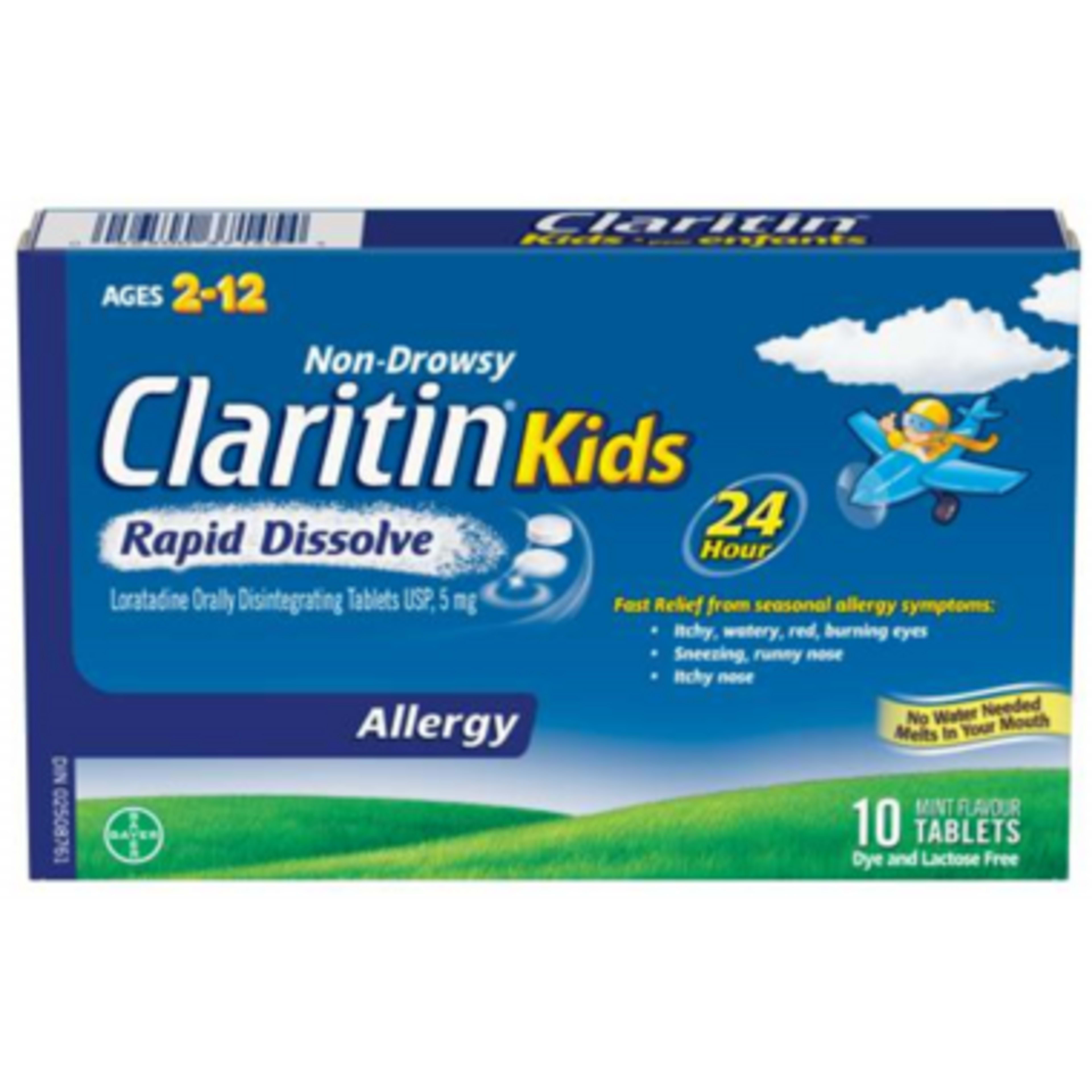 Claritin Allergy Kids Rapid Dissolve 24 Hour Mint Flavour Ages 2-12 10 Tablets