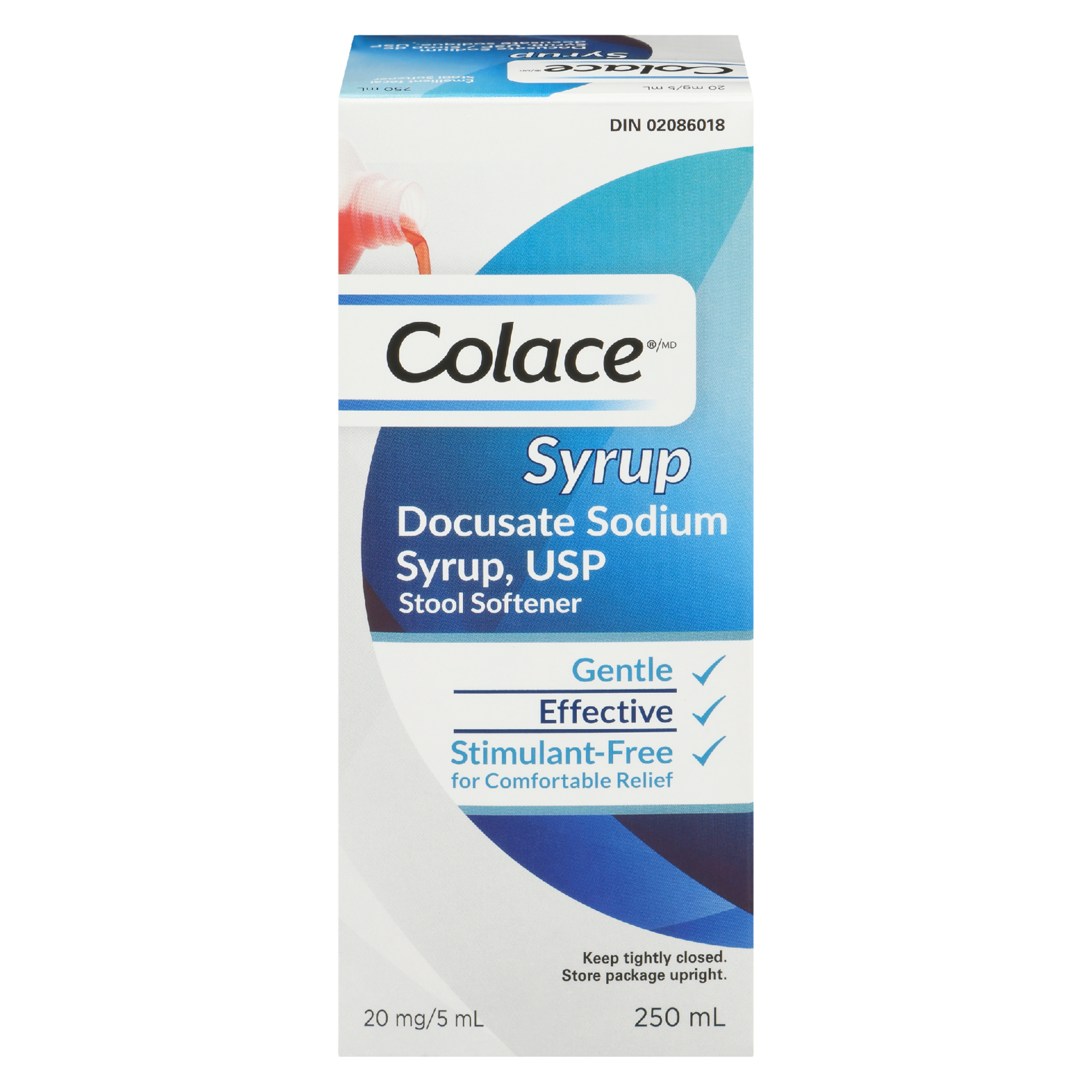 Colace Docusate Sodium Syrup, USP Stool Softener 250 ml
