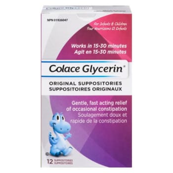 Colace Original Glycerin Suppositories for Infants And Children 12 Count