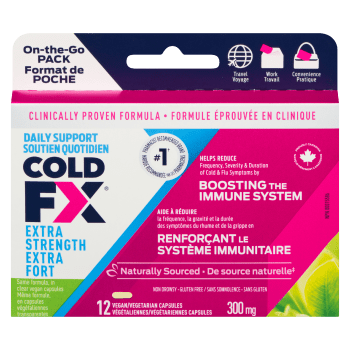 COLD-FX Daily Support Extra Strength 300 mg On-the-Go Pack 12 Vegan/Vegetarian Capsules