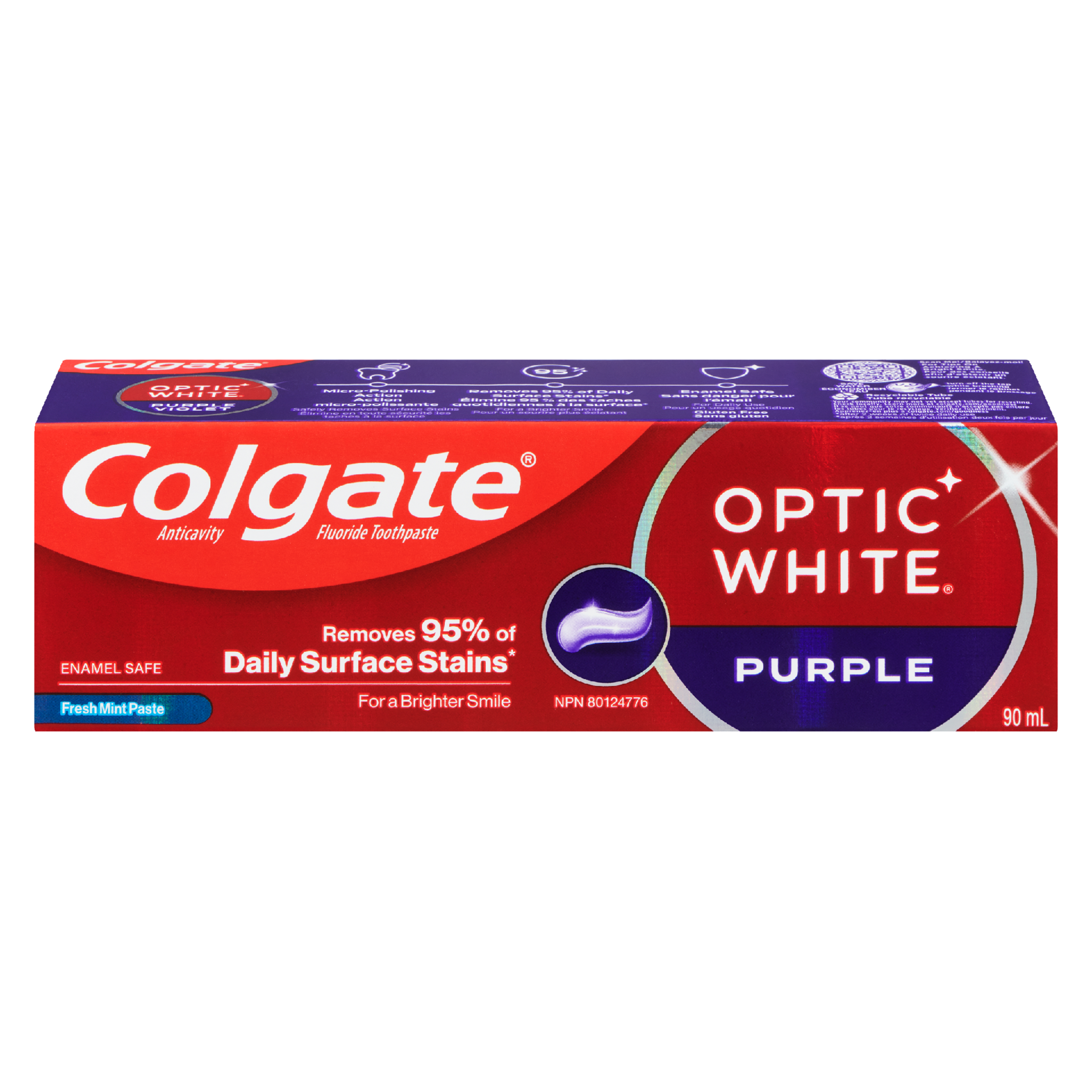Colgate Optic White Anticavity Fluoride Toothpaste Fresh Mint Paste Purple 90 ml