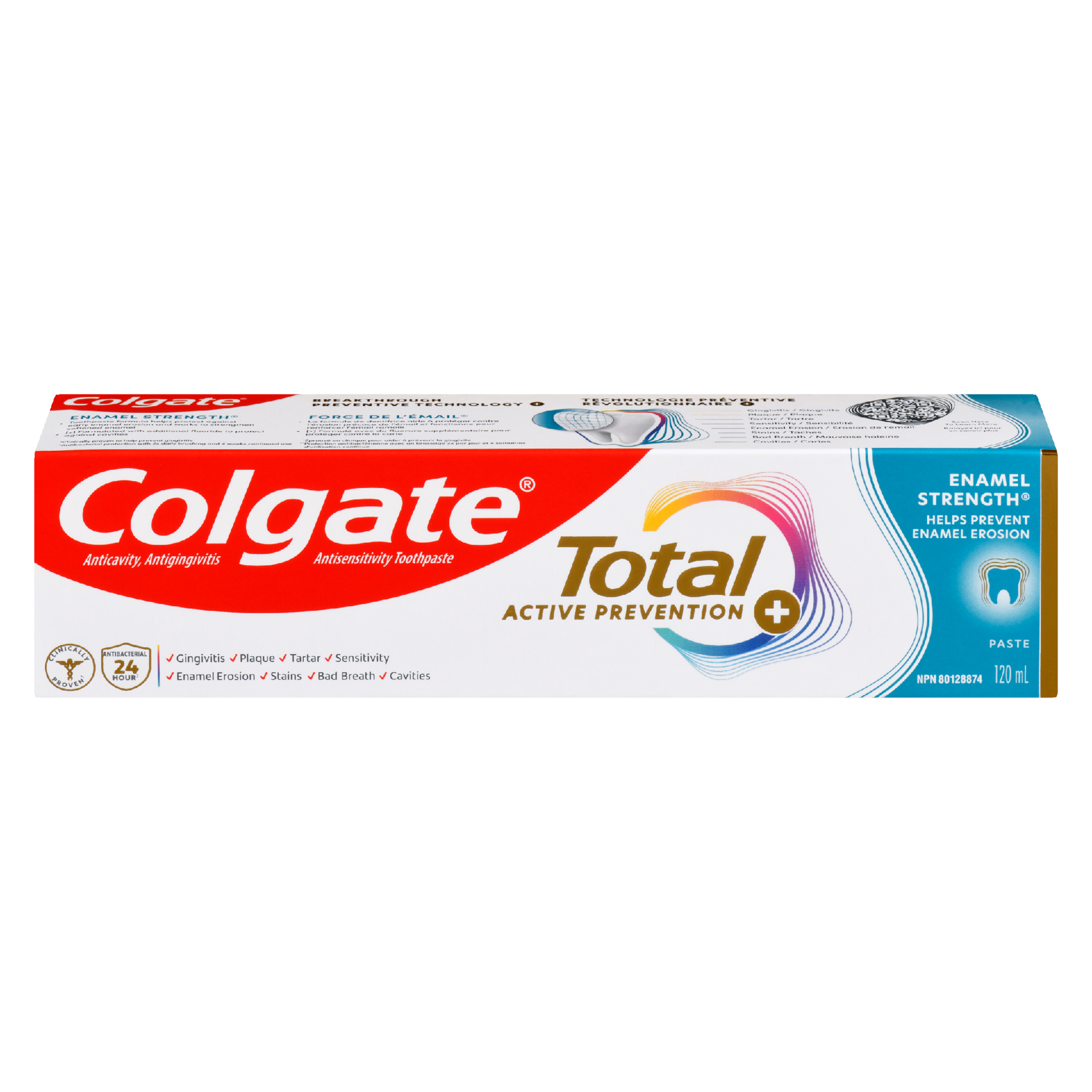 Colgate Total Active Prevention + Anticavity, Antigingivitis Antisensitivity Toothpaste Enamel Strength Paste 120 ml