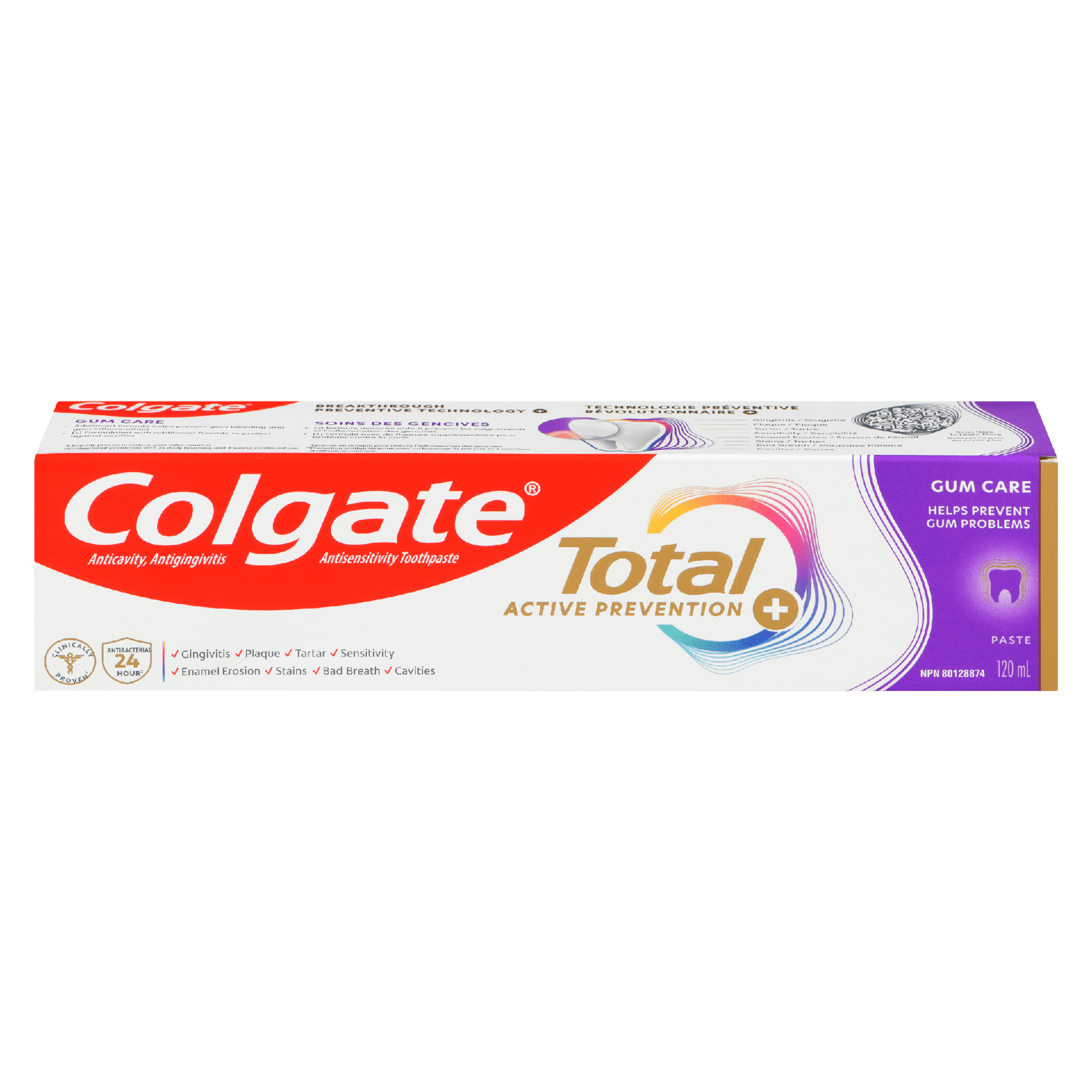 Colgate Total Active Prevention + Anticavity, Antigingivitis Antisensitivity Toothpaste Gum Care Paste 120 ml