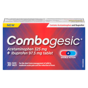 Combogesic Acetaminophen 325 mg + Ibuprofen 97.5 mg Tablet 30 Coated Tablets