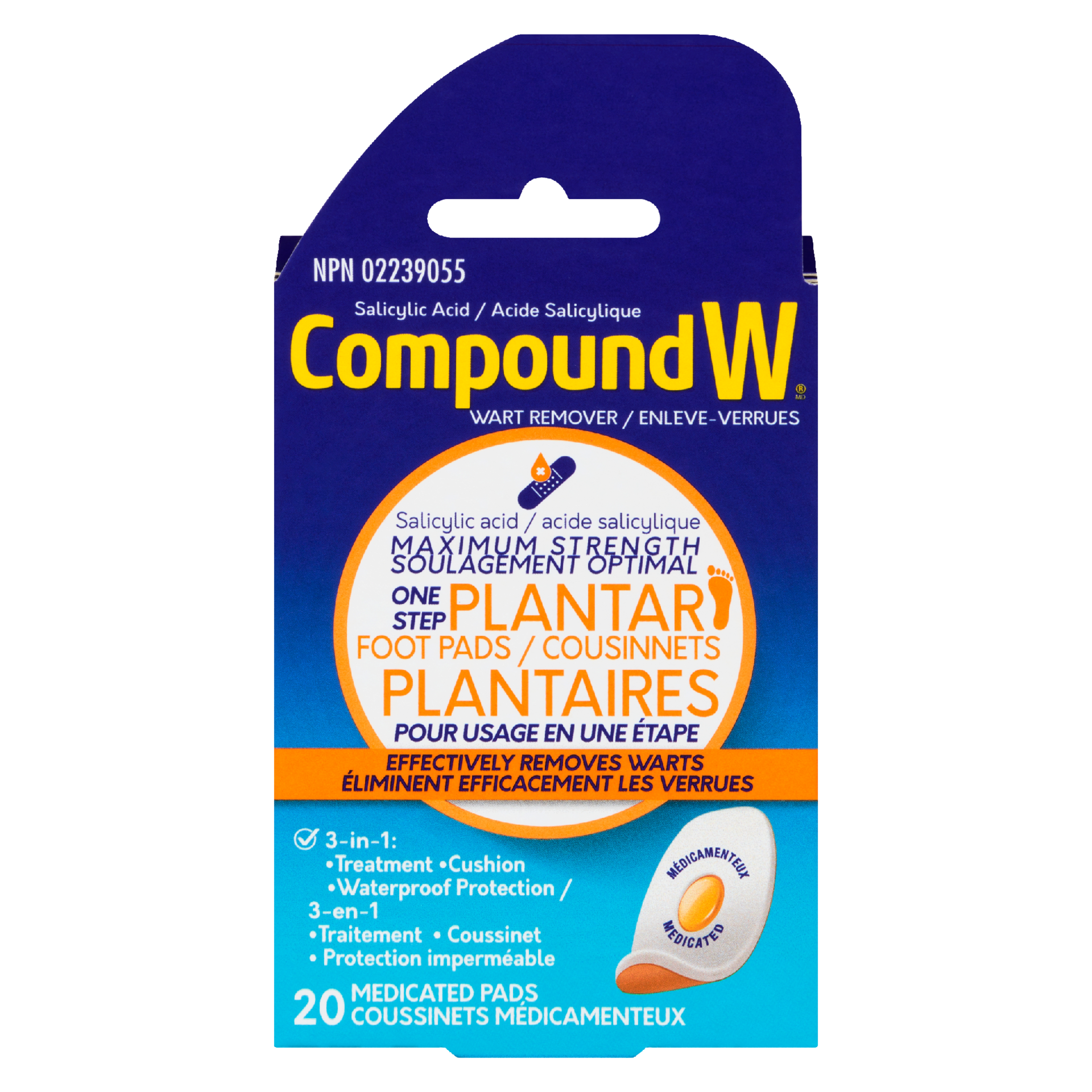 Compound W Maximum Strength One Step Plantar Foot Pads 20 Medicated Pads