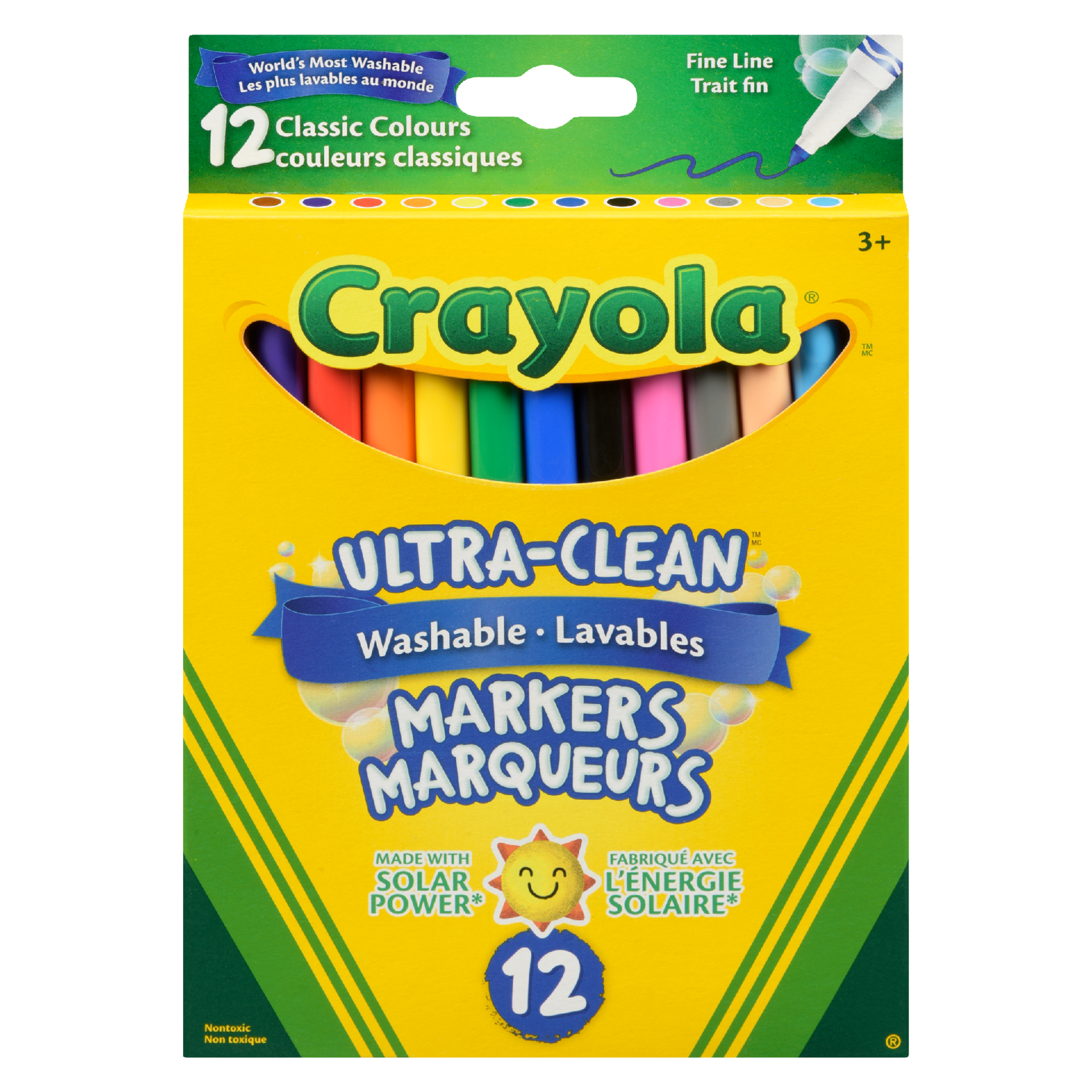 Crayola Ultra-Clean Markers Fine Line Washable 3+ 12 Classic Colours