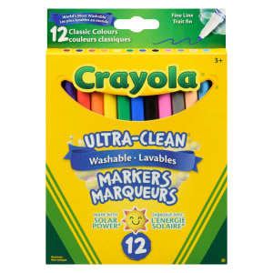 Crayola Ultra-Clean Markers Fine Line Washable 3+ 12 Classic Colours