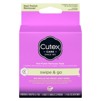 Cutex Nail Polish Remover Pads Swipe & Go 10 Individually Wrapped Felt Pads