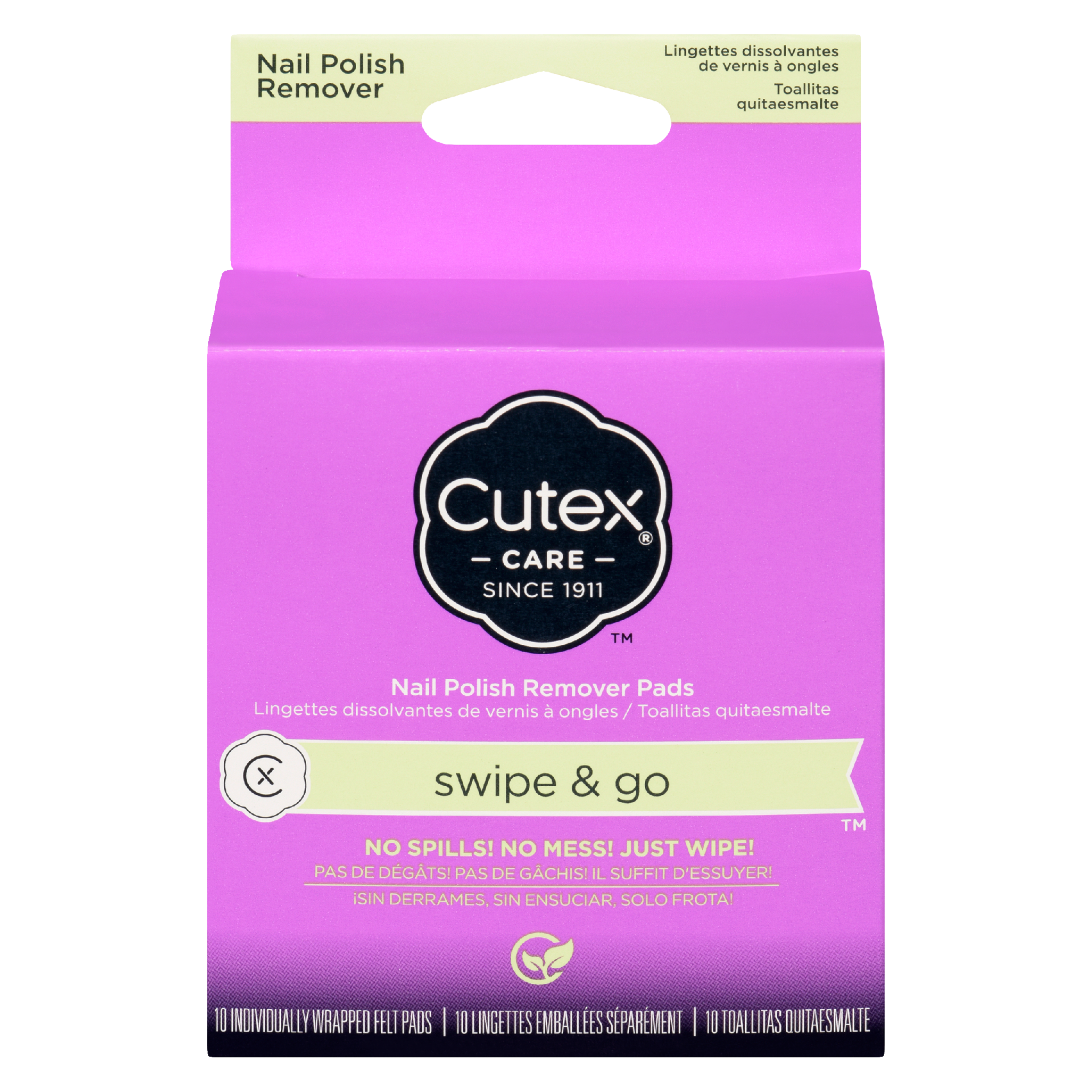 Cutex Nail Polish Remover Pads Swipe & Go 10 Individually Wrapped Felt Pads