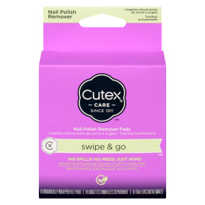 Cutex Nail Polish Remover Pads Swipe & Go 10 Individually Wrapped Felt Pads