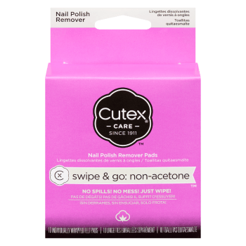 Cutex Nail Polish Remover Pads Swipe & Go: Non-Acetone 10 Individually Wrapped Felt Pads