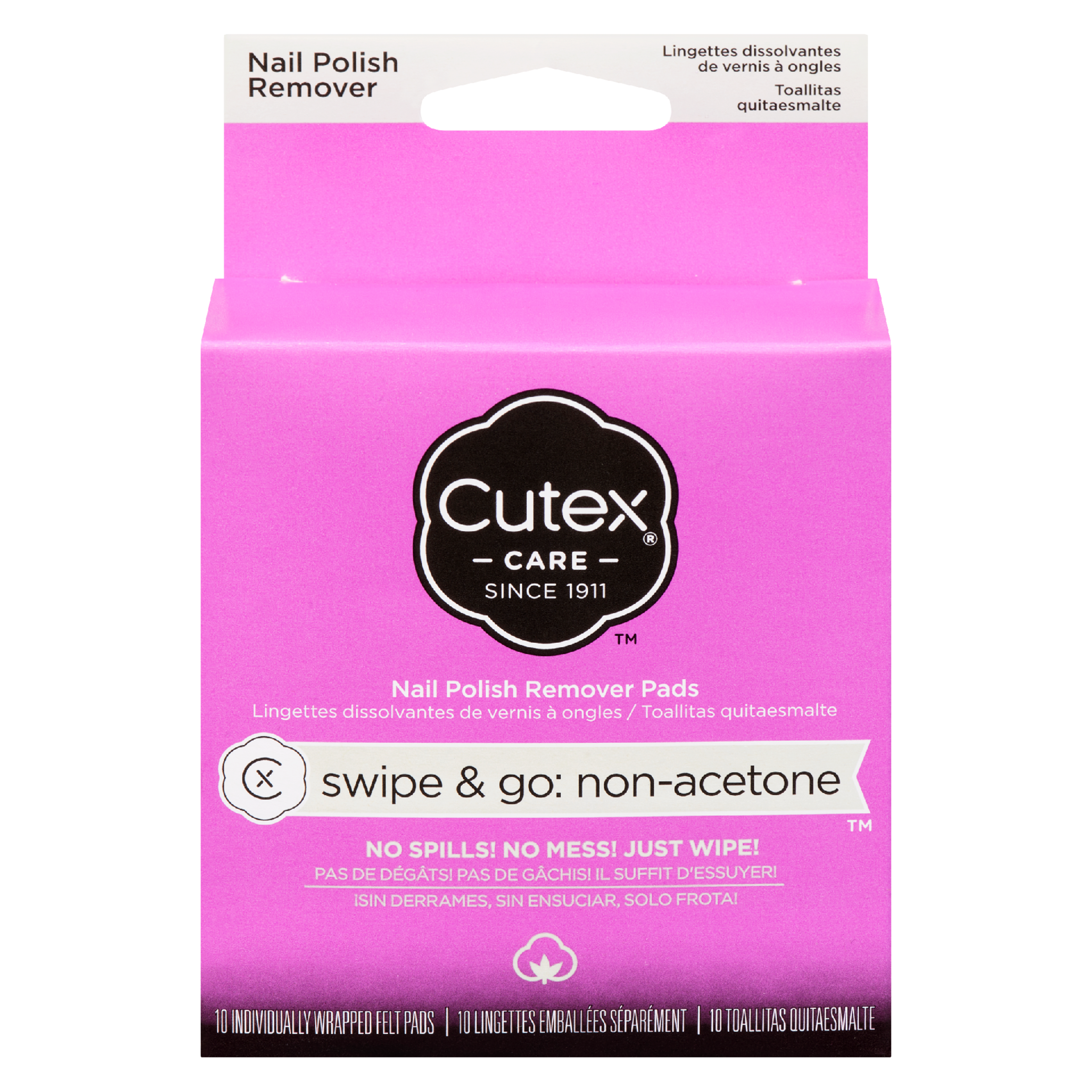 Cutex Nail Polish Remover Pads Swipe & Go: Non-Acetone 10 Individually Wrapped Felt Pads