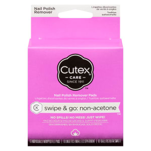 Cutex Nail Polish Remover Pads Swipe & Go: Non-Acetone 10 Individually Wrapped Felt Pads